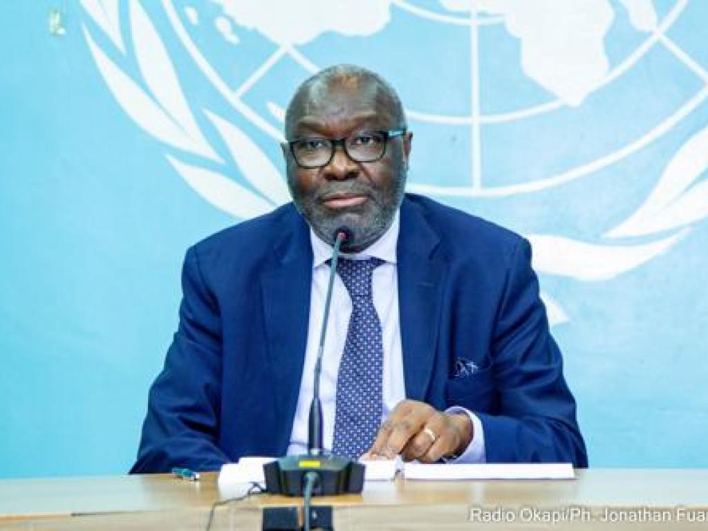 Khassim Diagne, Représentant Spécial Adjoint du Secrétaire General des Nations Unies en charge de la protection et des opérations, lors de la conférence de presse de la MONUSCO à Kinshasa, le 13 octobre 2021. Radio Okapi/Ph. Jonathan Fuanani