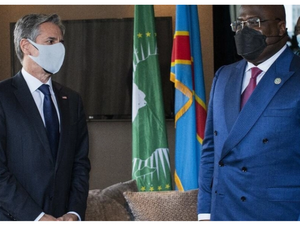 Antony Blinken et Félix Tshisekedi lors d'une rencontre en marge de la 76e assemblée générale de l'ONU, en septembre 2021. AFP - EDUARDO MUNOZ