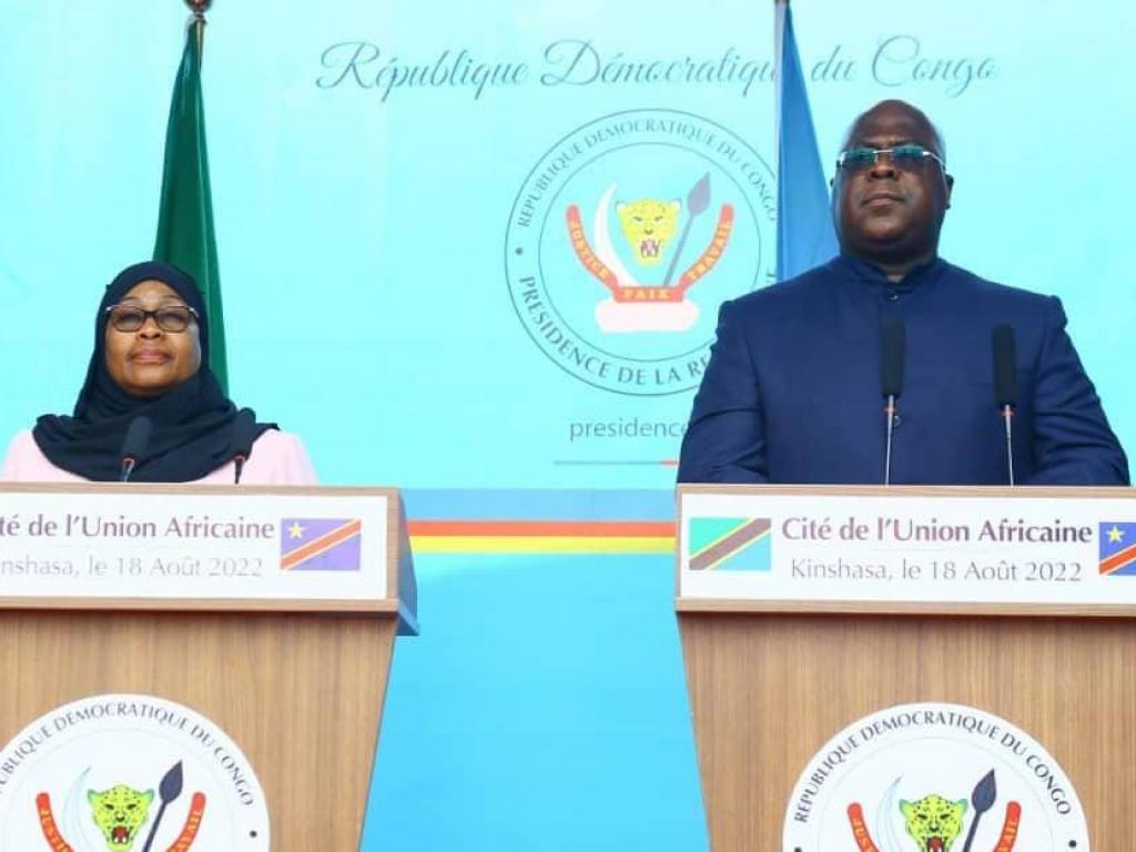 Le President Tshisekedi et la Tanzanienne Samia Suluhu Assan