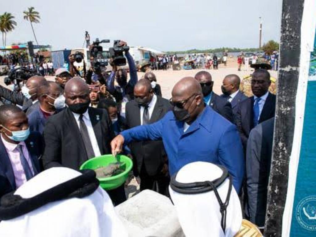 F.A Tshisekedi lors du lancement des travaux de construction du port de Banana.