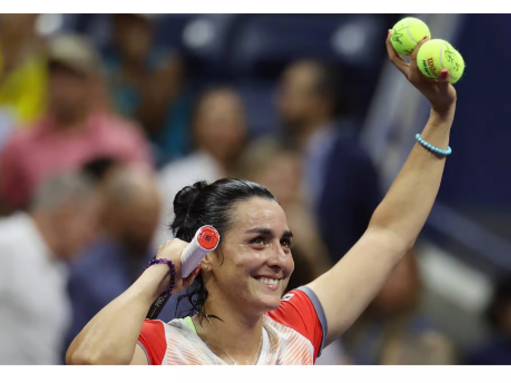 Ons Jabeur après sa victoire face à la Française Caroline Garcia en demi-finale de l’US Open, à New York, le 8 septembre 2022. © SHANNON STAPLETON/REUTERS