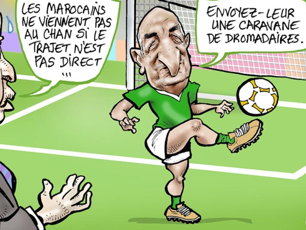 La bataille que se livrent l’Algérie et le Maroc s’est déplacée sur le terrain du foot, avec une nouvelle polémique sur le Chan 2023. © Damien Glez