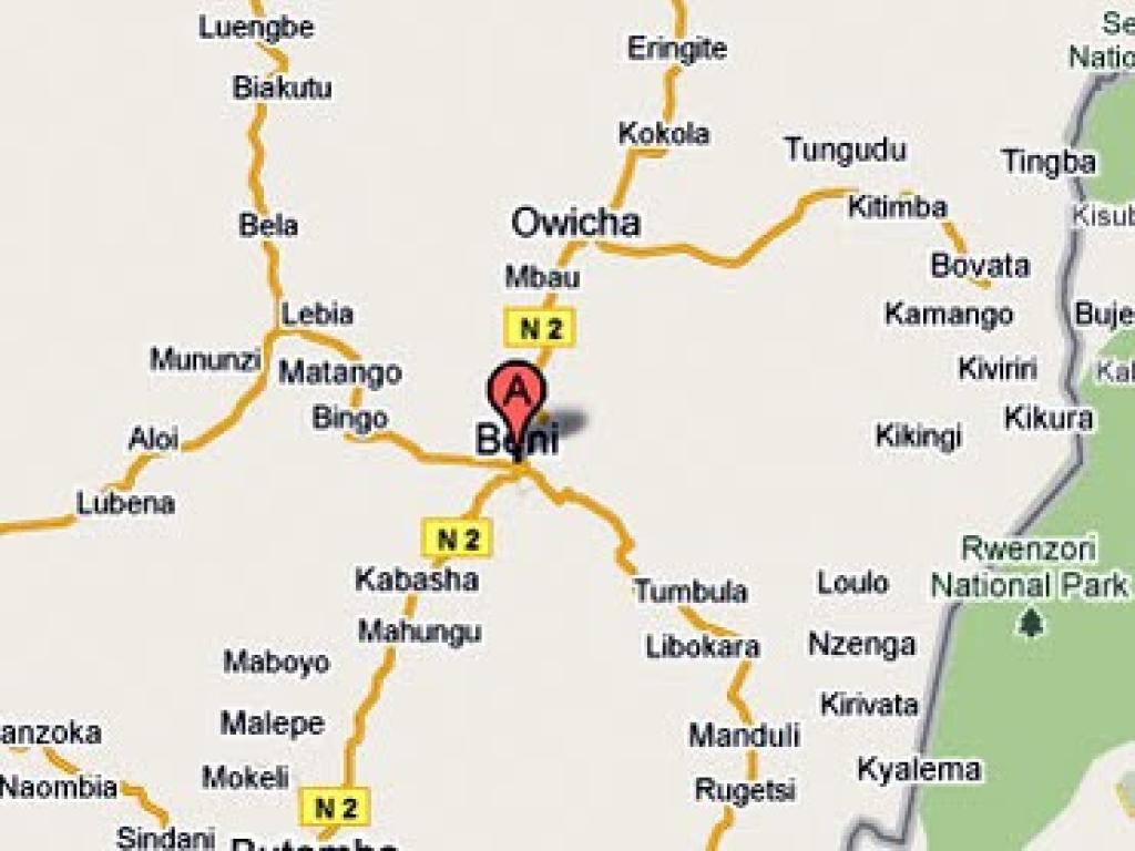 Carte de Beni, Nord-Kivu (RDC)