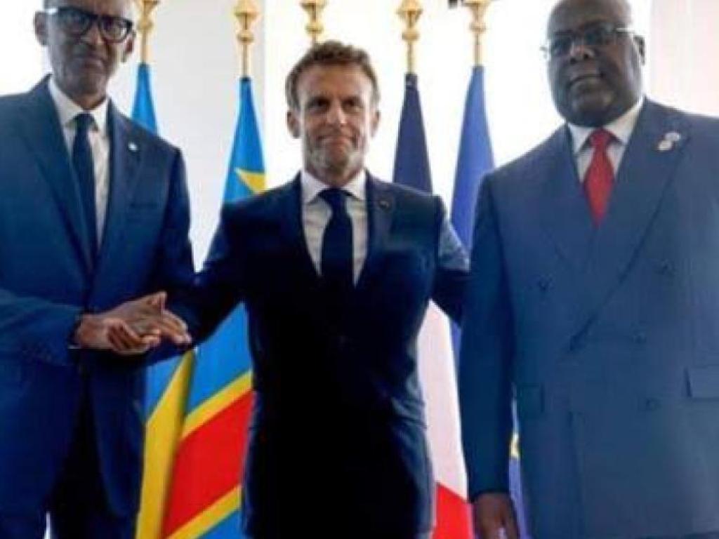 Paul Kagame, Emmanuel Macron et Félix Tshisekedi...