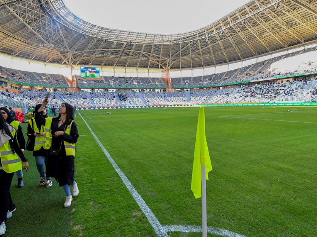 Avant un match amical entre l’Algérie et le Ghana, dans le flambant neuf stade Nelson Mandela construit au sud-est d’Alger, le 7 janvier 2023. © AFP