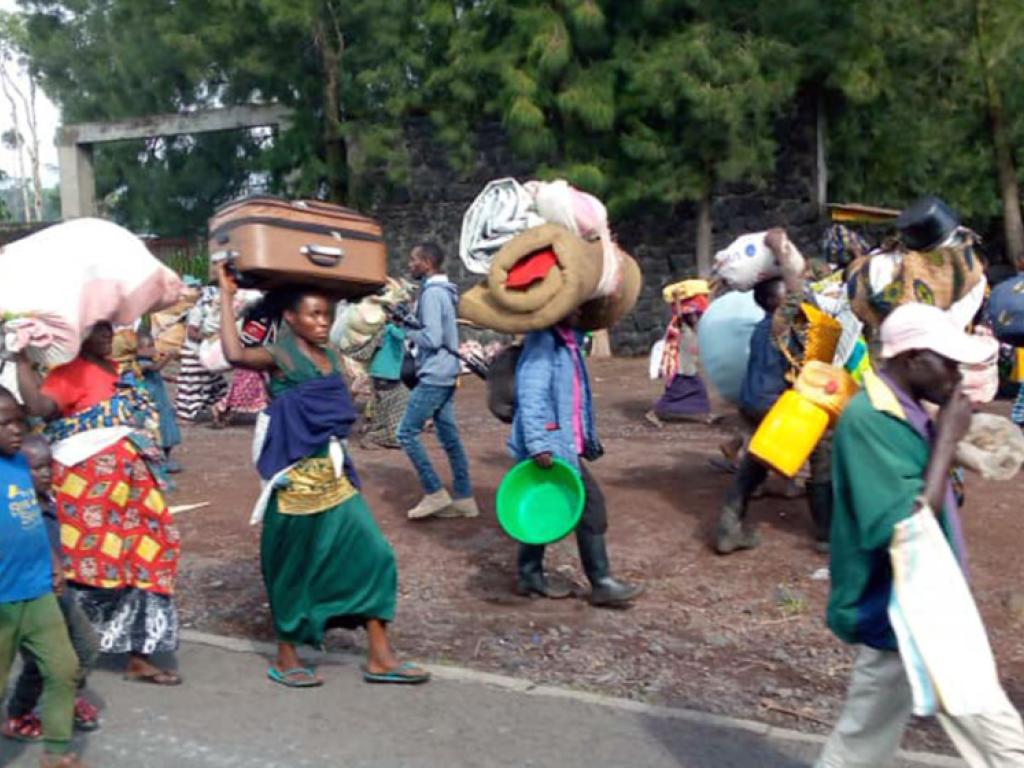 Des habitants de Kishishe fuyant les atrocités des rebelles du M23 dans cette région. 
