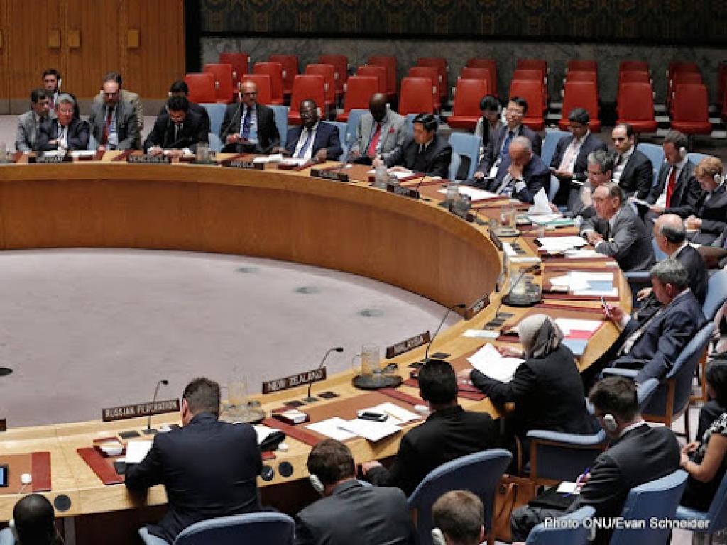Une vue de la salle de réunion du Conseil de sécurité des Nations Unies. Photo ONU/Evan Schneider
