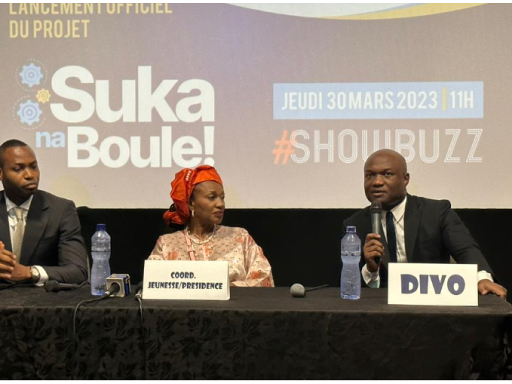 Déo Kasongo lors du lacement de son projet " Suka na boule" 