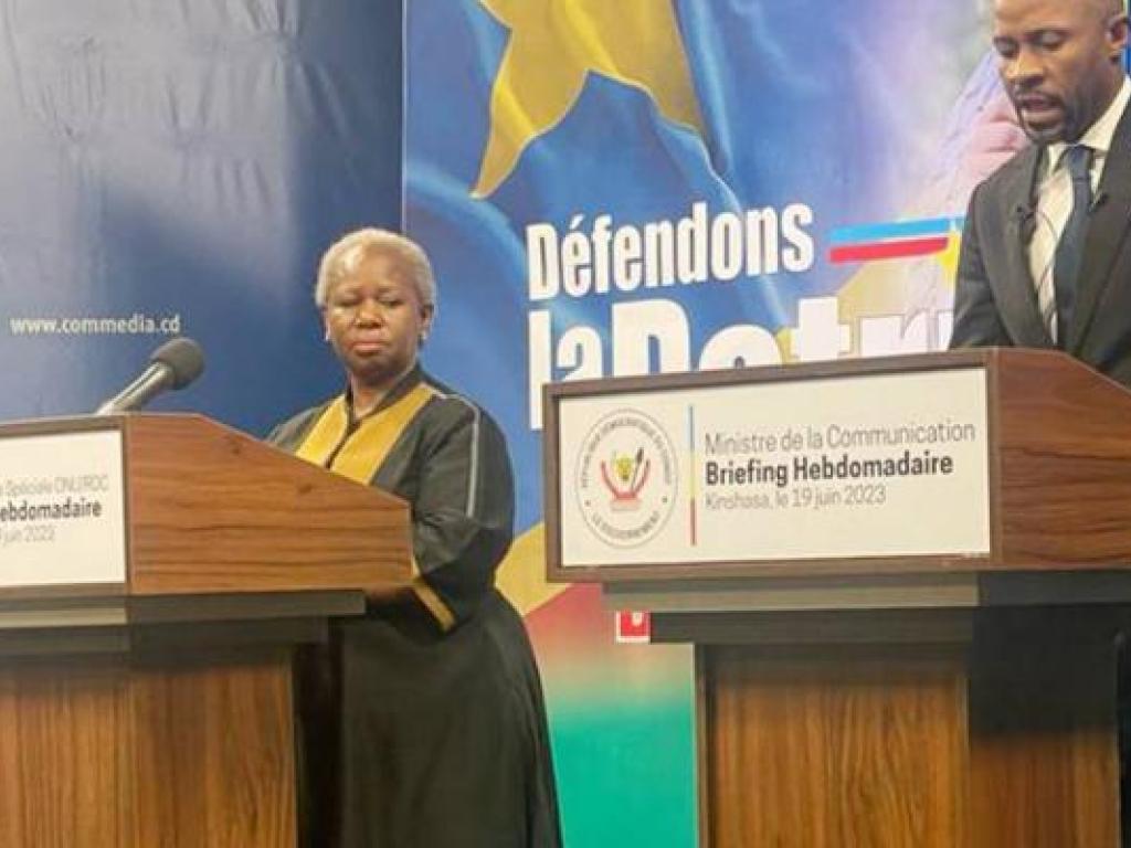 Bintou Keita, Représente spéciale du Secrétaire général de l'ONU en RDC et Patrick Muyaya Ministre de Communication et Médias, Porte-parole du Gouvernement.