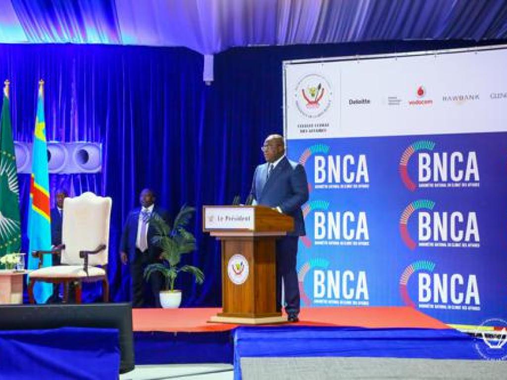 Le Président Félix-Antoine Tshisekedi lors de la présentation du rapport du Baromètre national du climat des affaires le 06/06/2023. Présidence RDC