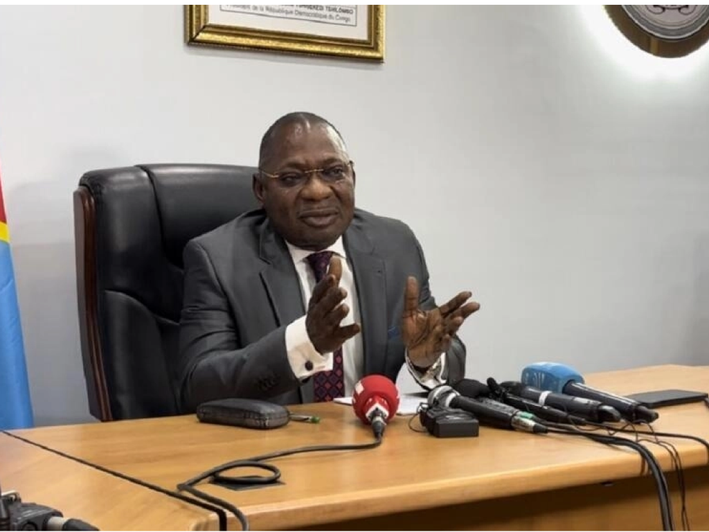 Firmin Mvombe, procureur général près la cour de cassation, chef des parquets congolais, lors d’une conférence de presse 19 juillet à Kinshasa. © Pascal Mulegwa/RFI