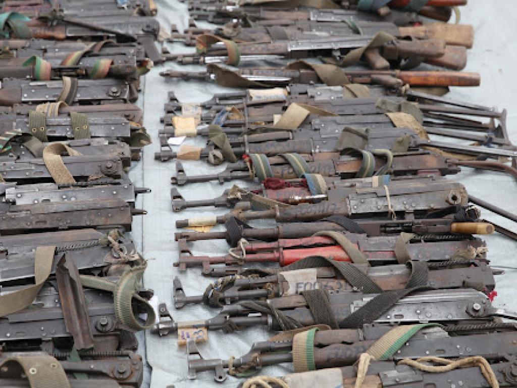 Goma, Nord Kivu. Le DDRRR a organisé vendredi 7 juillet 2017 une cérémonie de destruction d’armes collectées auprès des groupes armés congolais et étrangers, dans le cadre du processus DDRRR. Photo MONUSCO/ Myriam Asmani