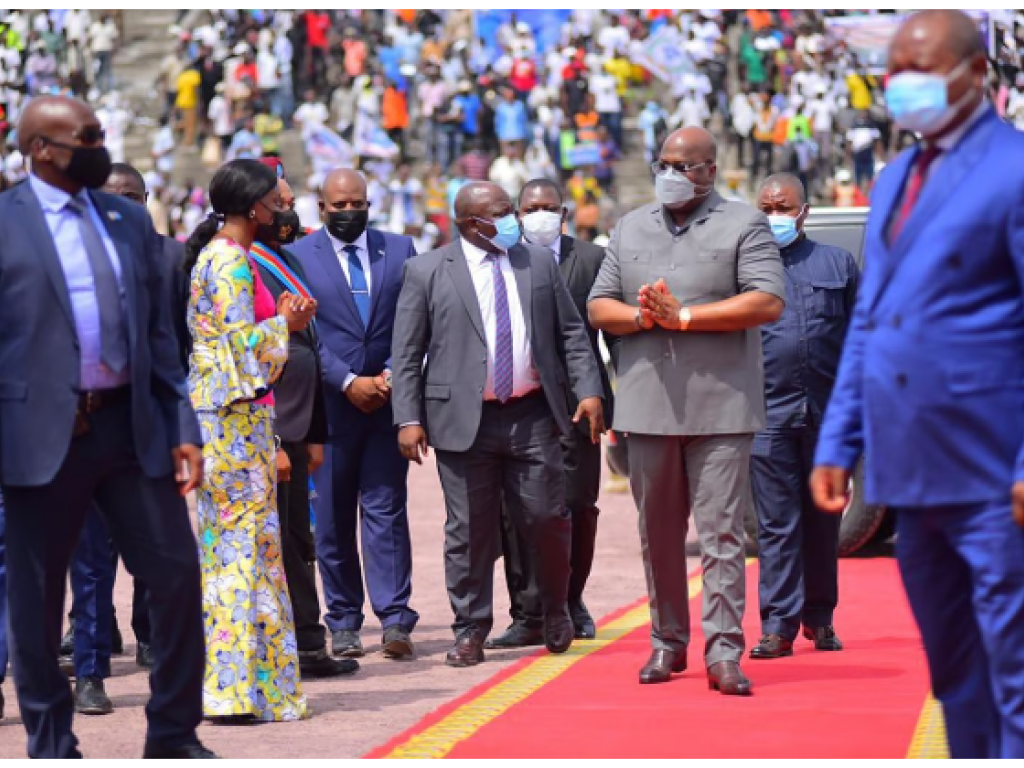 Félix Tshisekedi, en avril 2021 à Kinshasa, lors du lancement des travaux pour les Jeux de la francophonie. © DR/Présidence RDC