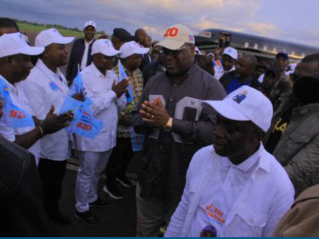L’arrivée du candidat Felix Tshisekedi a Kindu, au Maniema dans le cadre de sa campagne électorale. Radio Okapi/Ph. Florence Kiza.