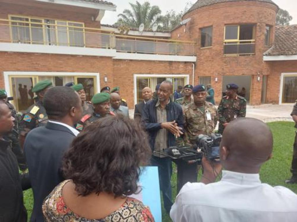 Point de presse, lundi 22 janvier 2024, à l'issue de la rencontre entre le secrétaire exécutif de la SADC et le gouverneur militaire du Nord-Kivu, à Goma. Radio Okapi/Ph. Sifa Maguru.