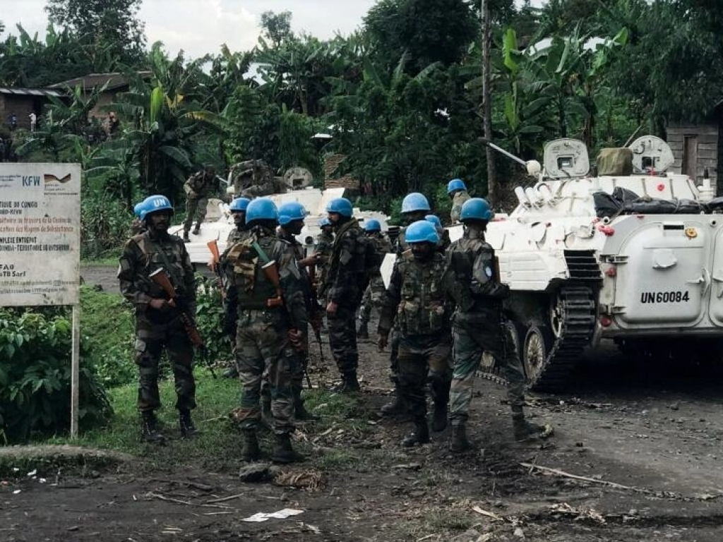 Les Casques bleus de la Monusco déployés dans l'est de la République démocratique du Congo, le 29 mars 2022. REUTERS - DJAFFAR SABITI