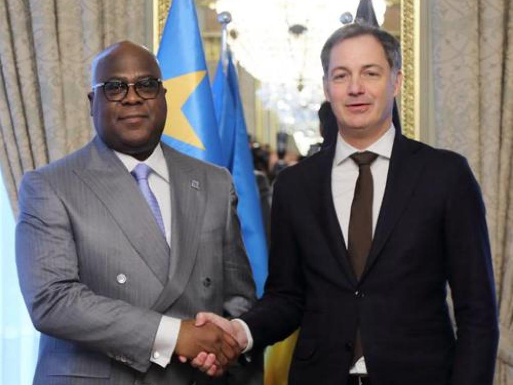 Le Président Félix-Antoine Tshisekedi reçu par le Premier ministre du Royaume de Belgique Alexander De Croo, le 28/02/2024. Présidence RDC