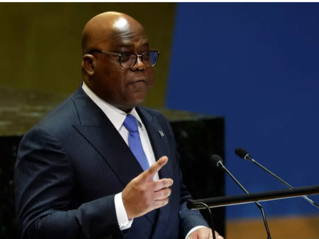 Le président de la RDC, Félix Tshisekedi, s'exprimant lors de la 79e Assemblée générale de l'ONU, le 25 septembre 2024 à New York. REUTERS - Shannon Stapleton