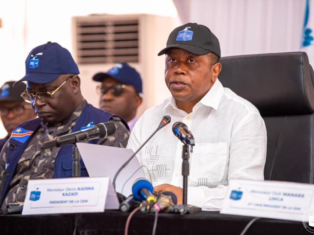 Le président de la CENI Denis Kadima lors du lancement de la campagne de sensibilisation de la population congolaise pour les élections générales de décembre 2023, le 20/10/2023. CENI