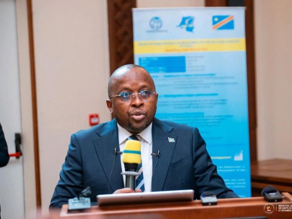 Le vice-Premier ministre de l’Intérieur, Jacquemin Shabani lors du lancement de la Réunion du comité de pilotage du projet de Stabilisation et de relèvement de l'Est de la RDC (STAR-Est) le 6/08/2024 à Goma Ministère de l'Intérieur