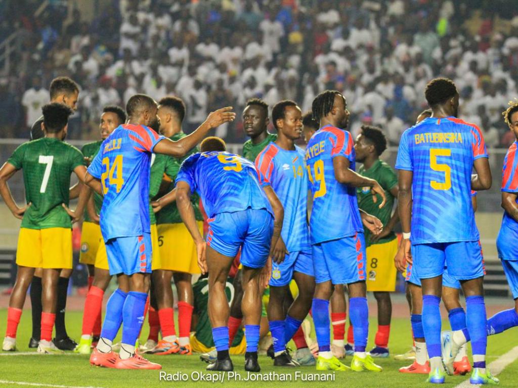 Vue des Léopards de la RDC et les jouers de l'équipe éthiopienne lors de leur rencontre au stade des martyrs de Kinshasa. Le 19 novembre 2024 Radio Okapi/Ph. Jonathan Fuanani