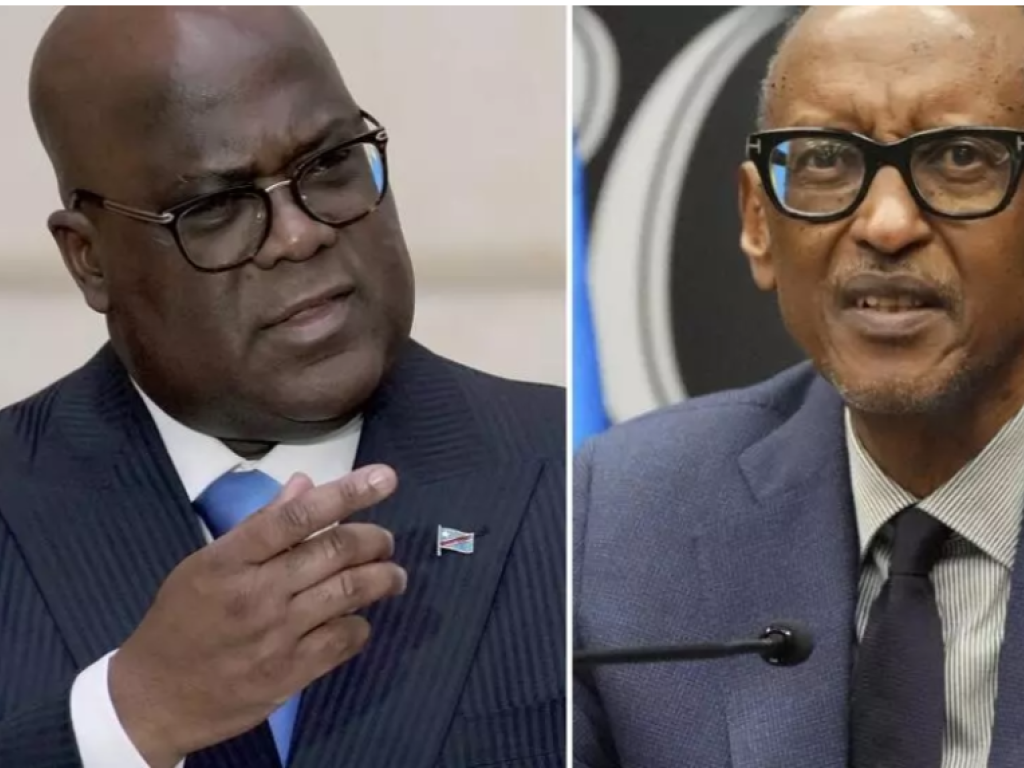 Le président congolais Félix Tshisekedi (à gauche) et le président rwandais Paul Kagame (à droite). © Christophe Ena & Brian Inganga, AP - Montage RFI